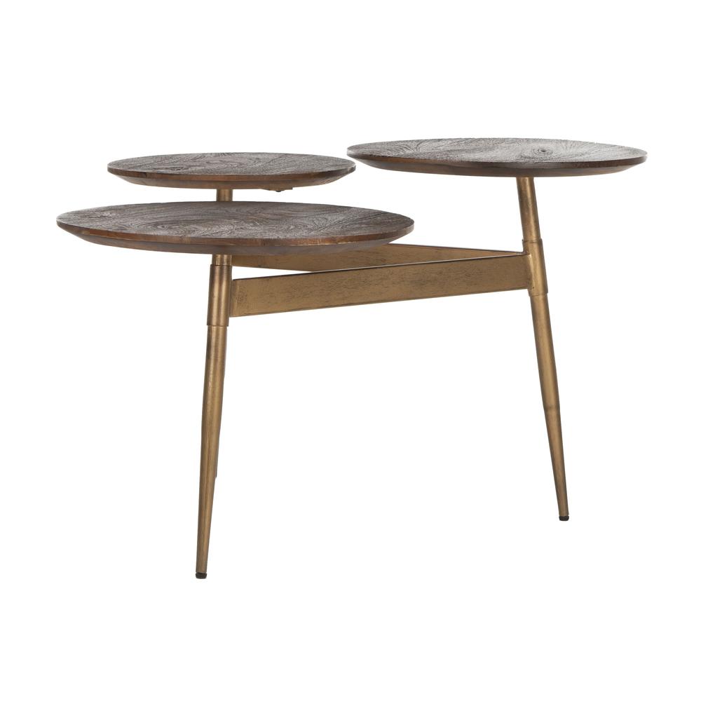 Ian 3 Circle Accent Table, Rustic Honey/Gold