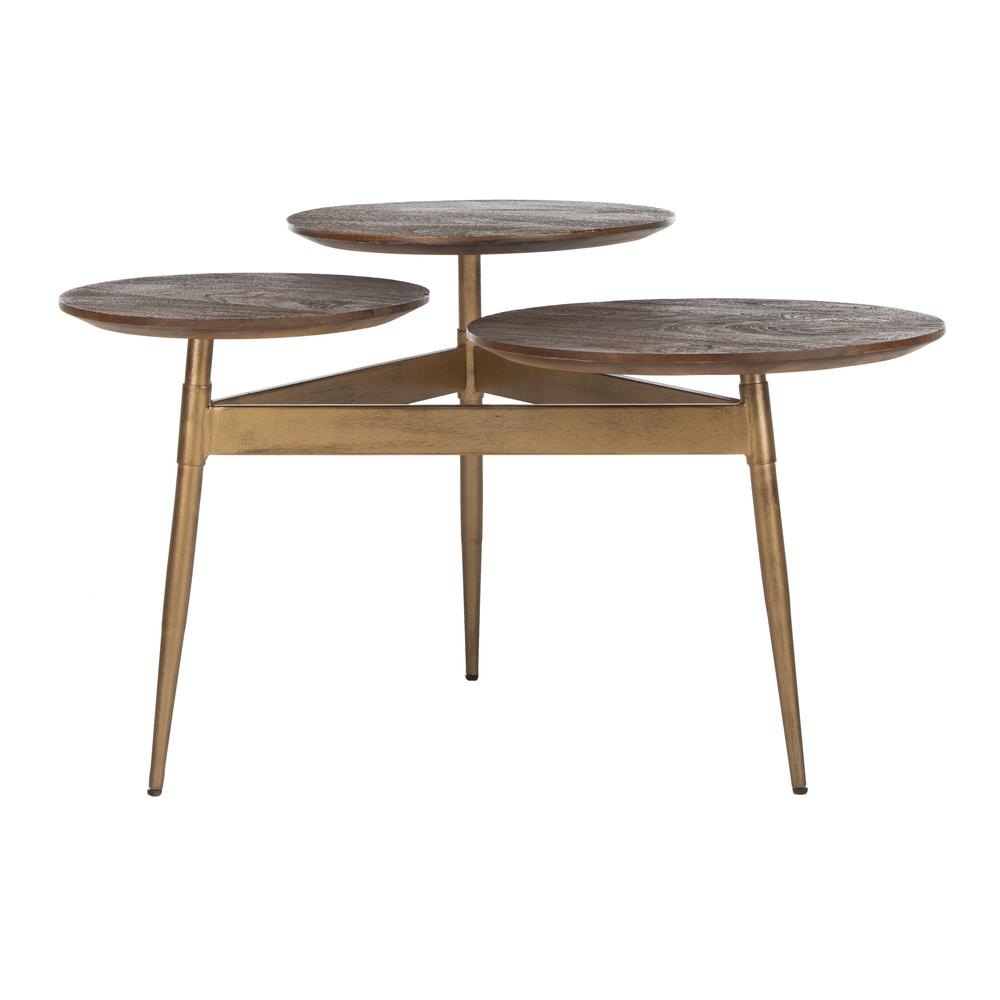 Ian 3 Circle Accent Table, Rustic Honey/Gold
