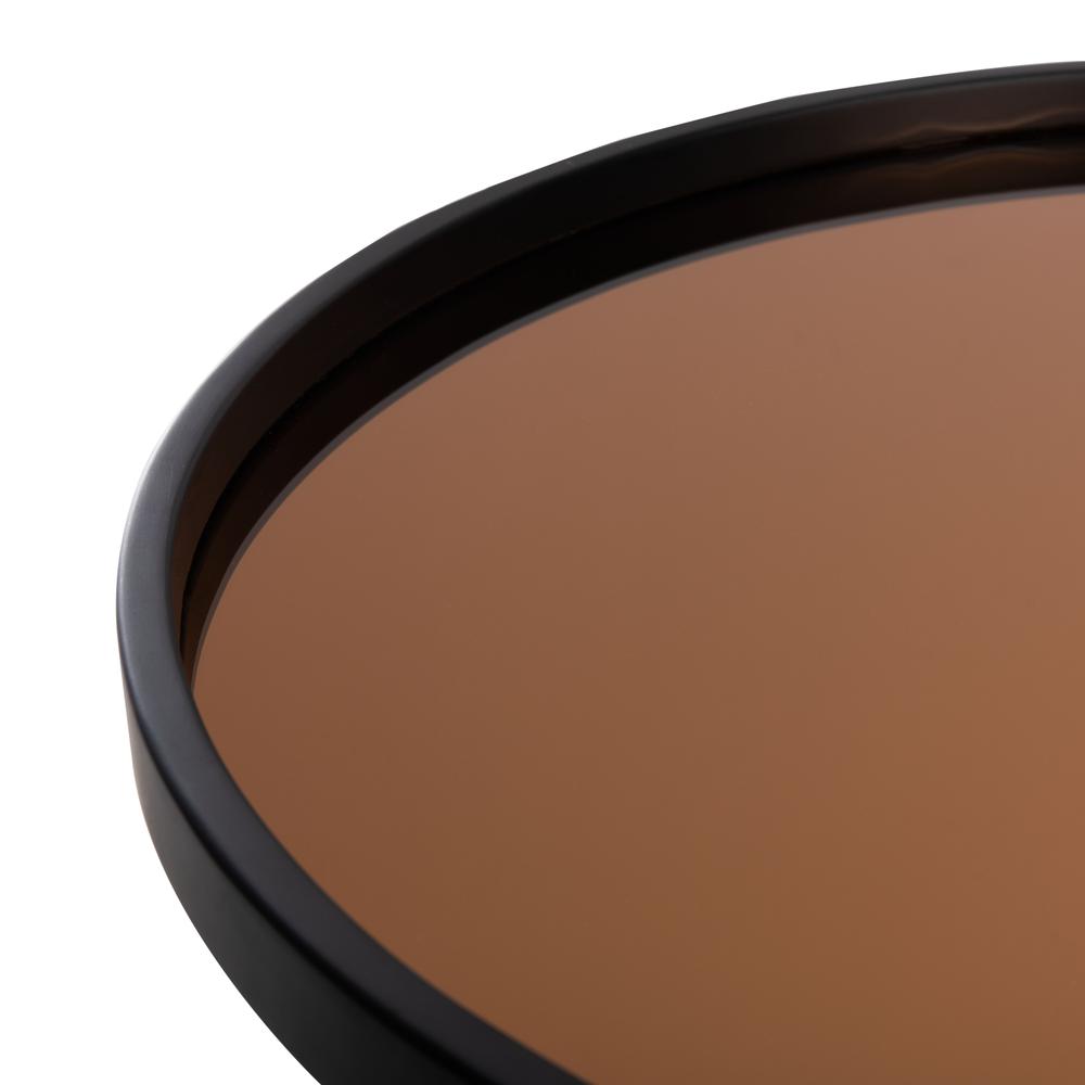 Ruby Medium Round Tray Top Accent Table, Black/Rose Gold