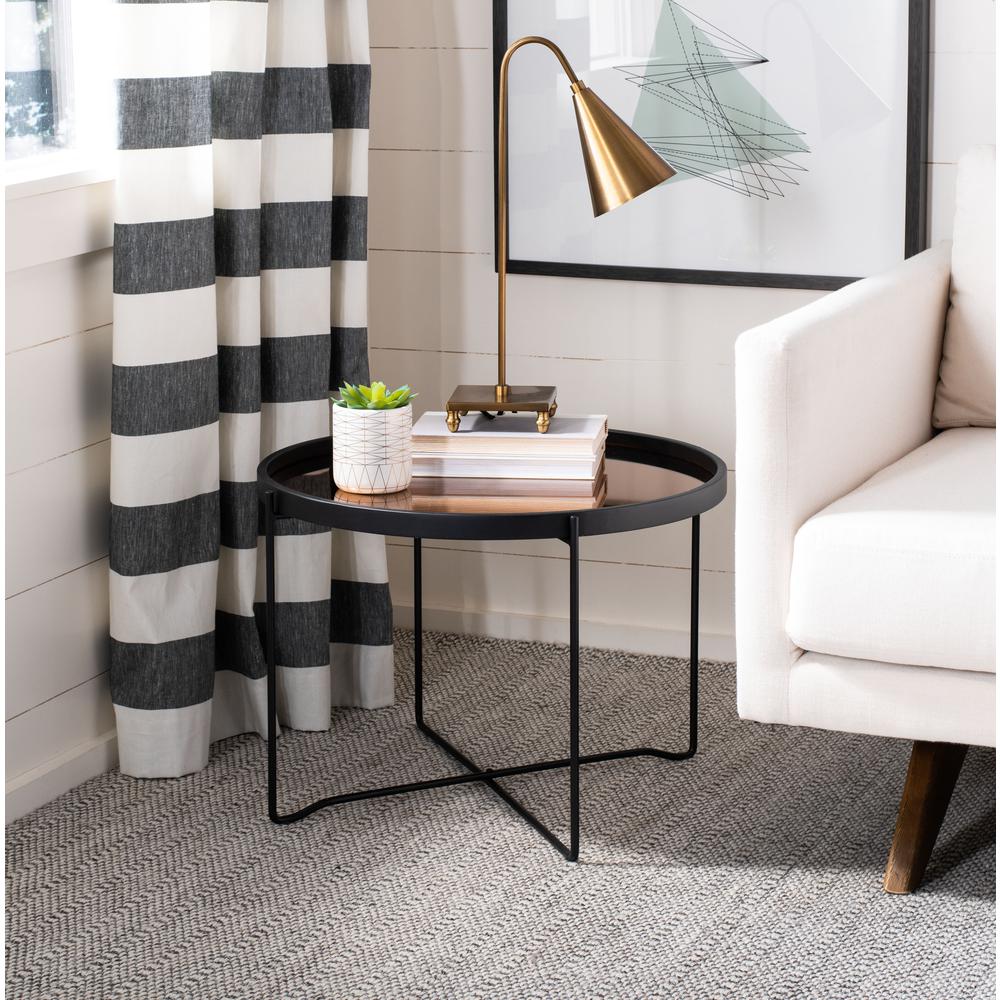 Ruby Medium Round Tray Top Accent Table, Black/Rose Gold