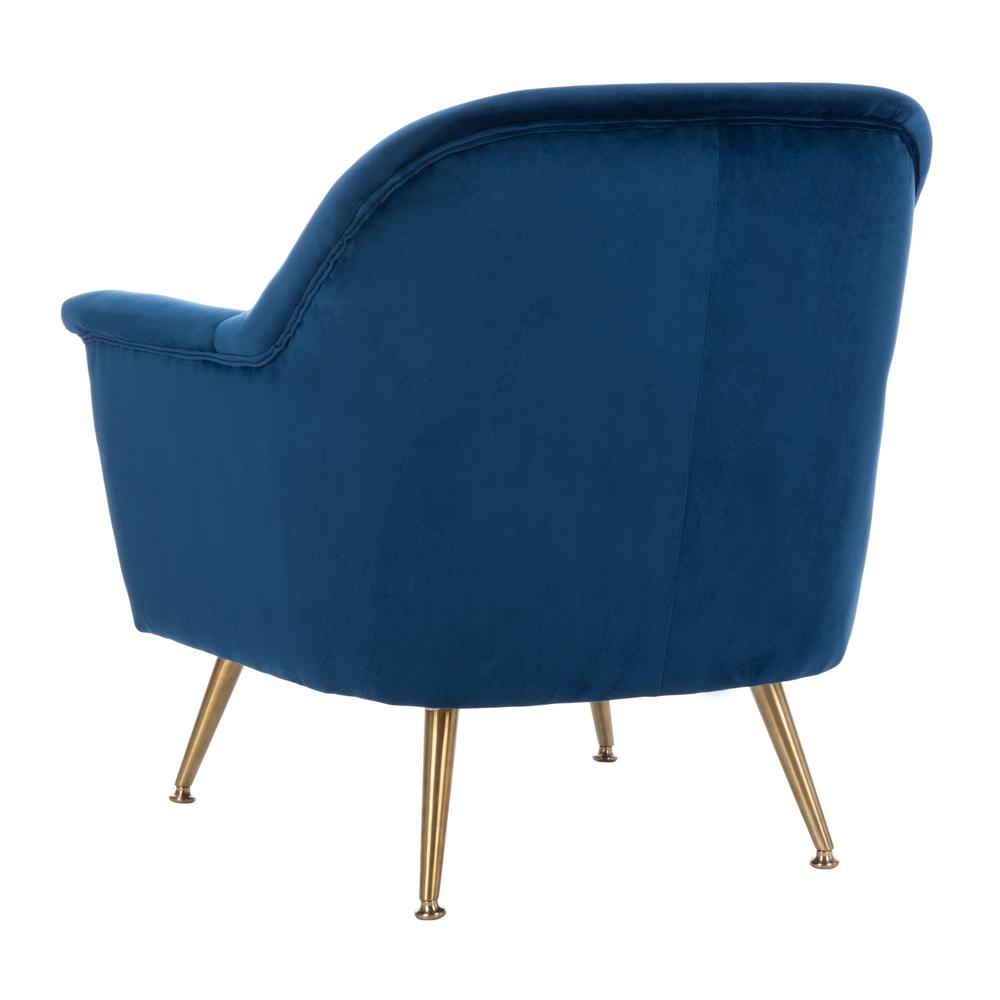 Brienne Mid Century Arm Chair, Navy/Brass