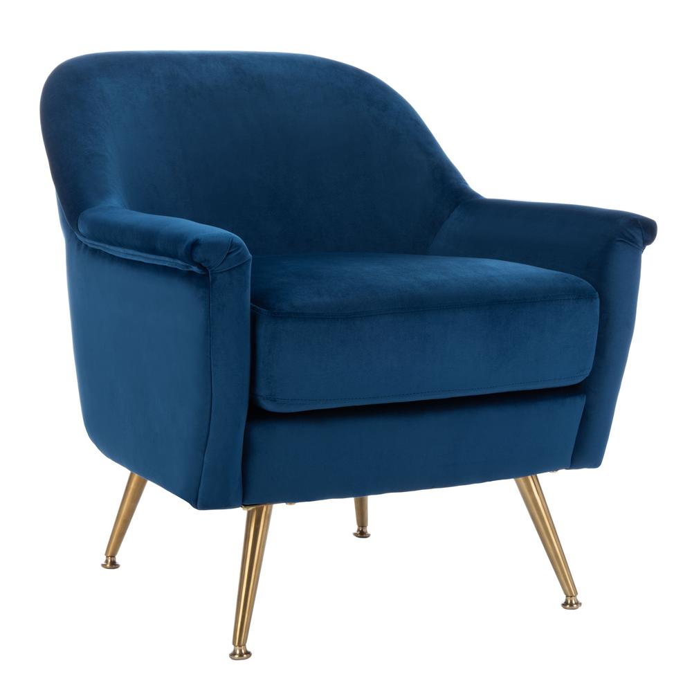 Brienne Mid Century Arm Chair, Navy/Brass