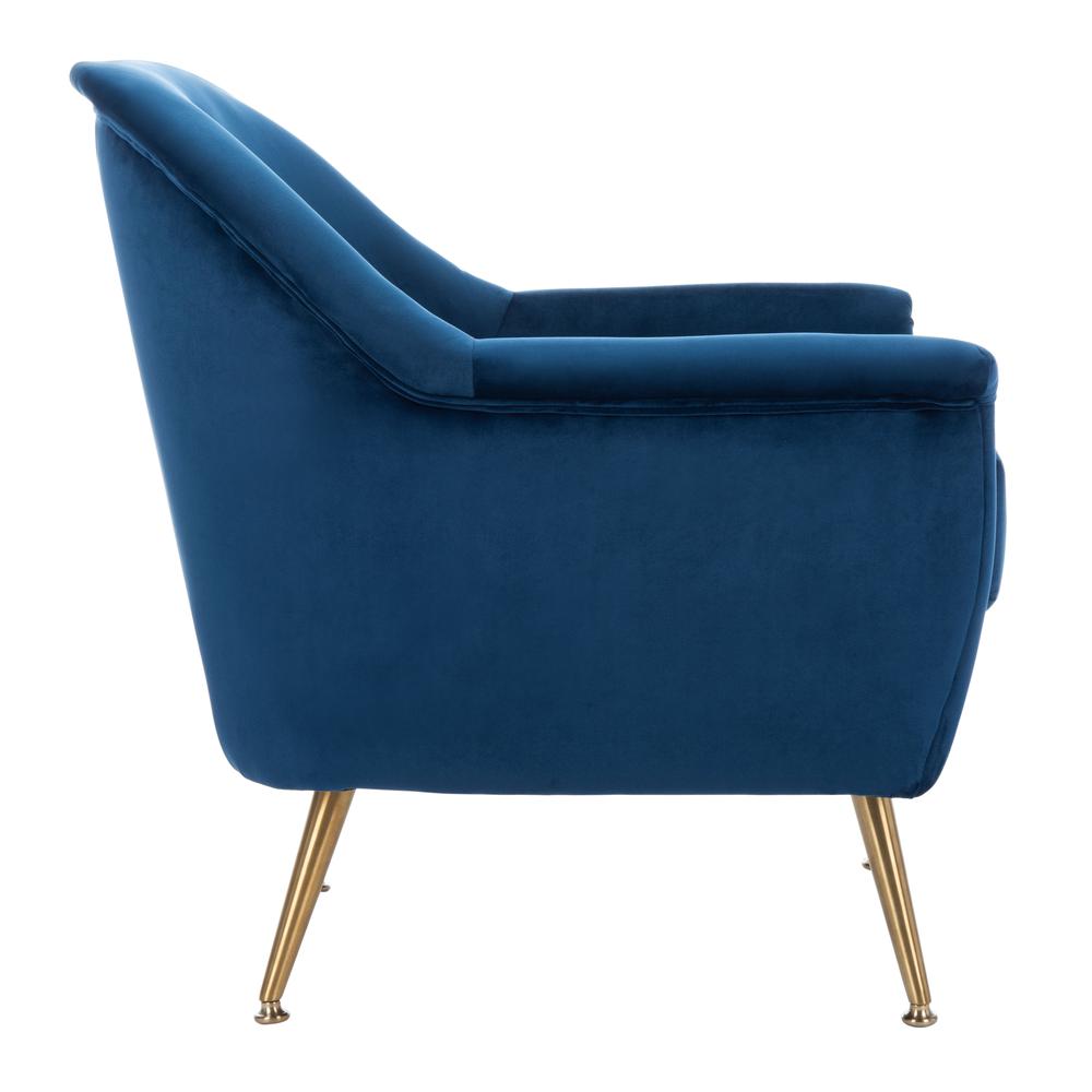Brienne Mid Century Arm Chair, Navy/Brass