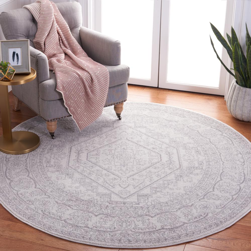 Adirondack, IVORY / SILVER, 6' X 6' Round, Area Rug, ADR108B-6R