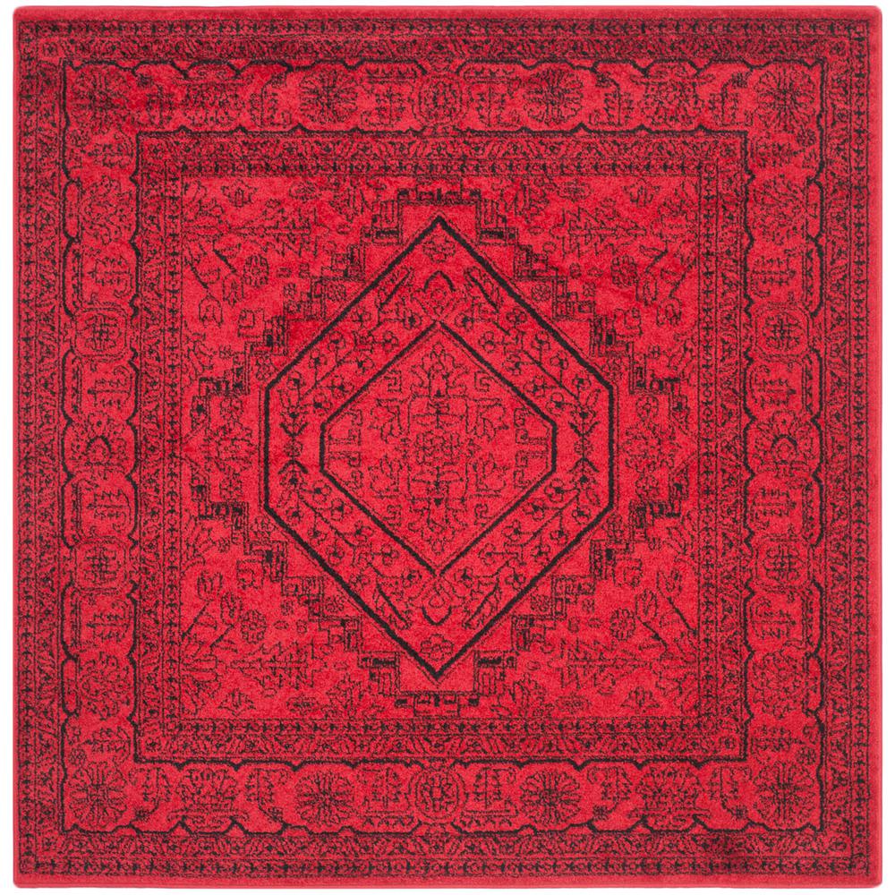 Adirondack, RED / BLACK, 4' X 4' Square, Area Rug, ADR108F-4SQ