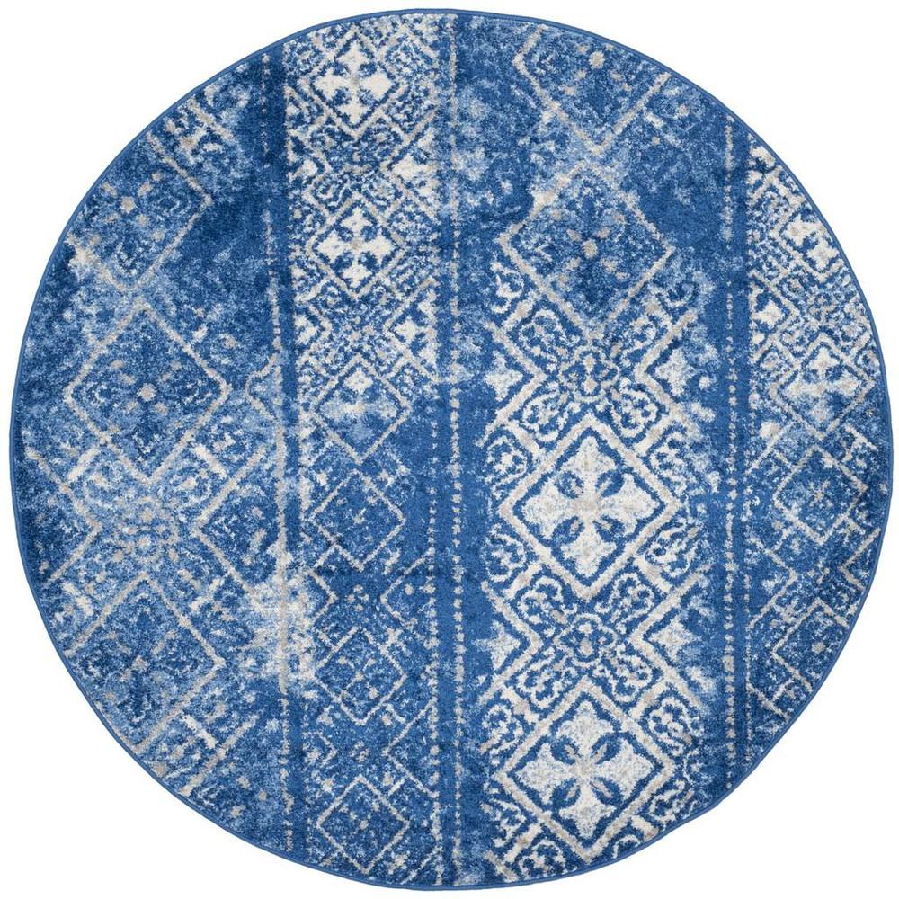 Adirondack, SILVER / BLUE, 4' X 4' Round, Area Rug, ADR111F-4R