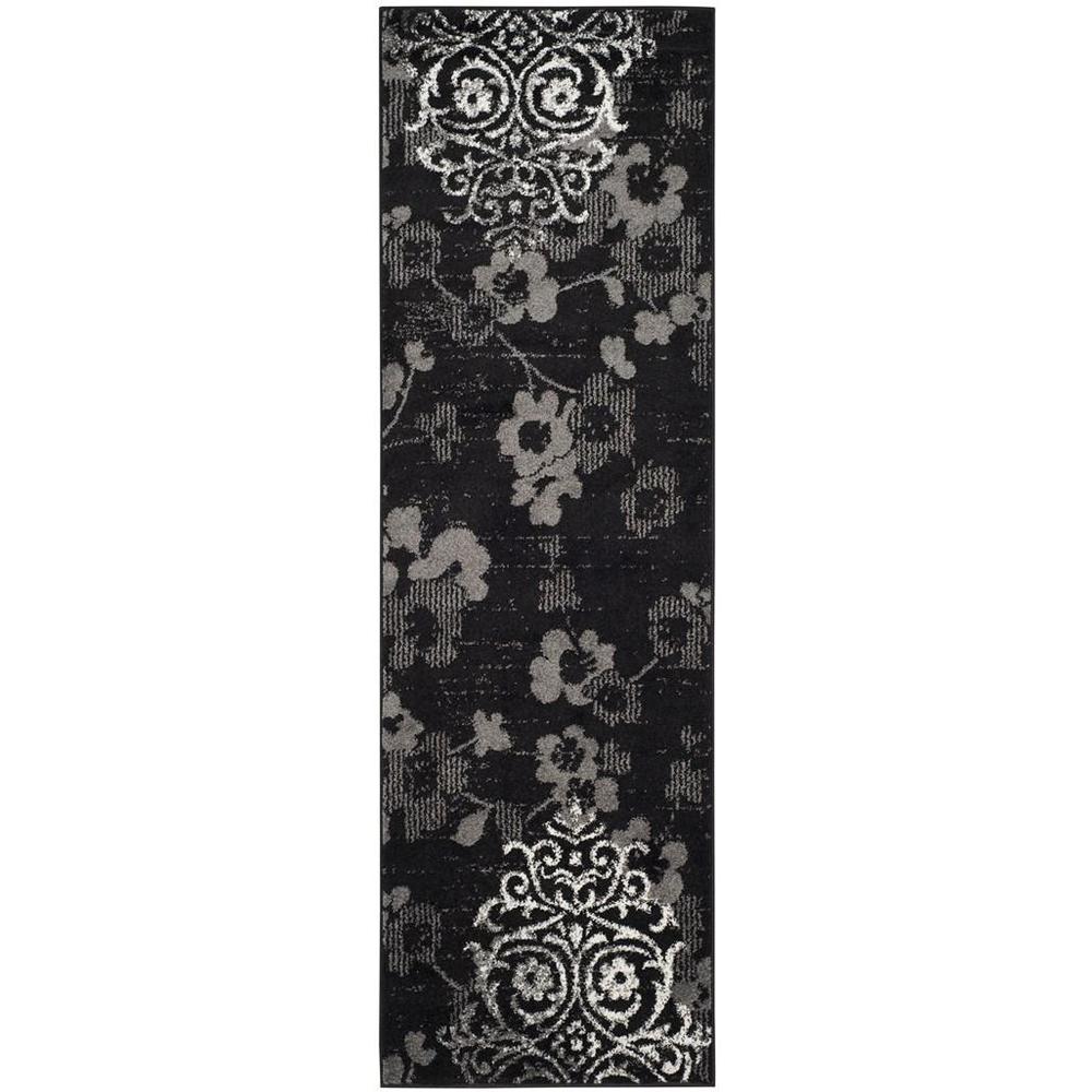 Adirondack, BLACK / SILVER, 2'-6" X 8', Area Rug, ADR114A-28