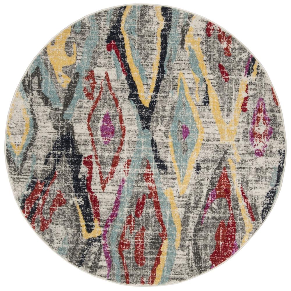 ADIRONDACK, LIGHT GREY / RED, 6' X 6' Round, Area Rug, ADR209F-6R