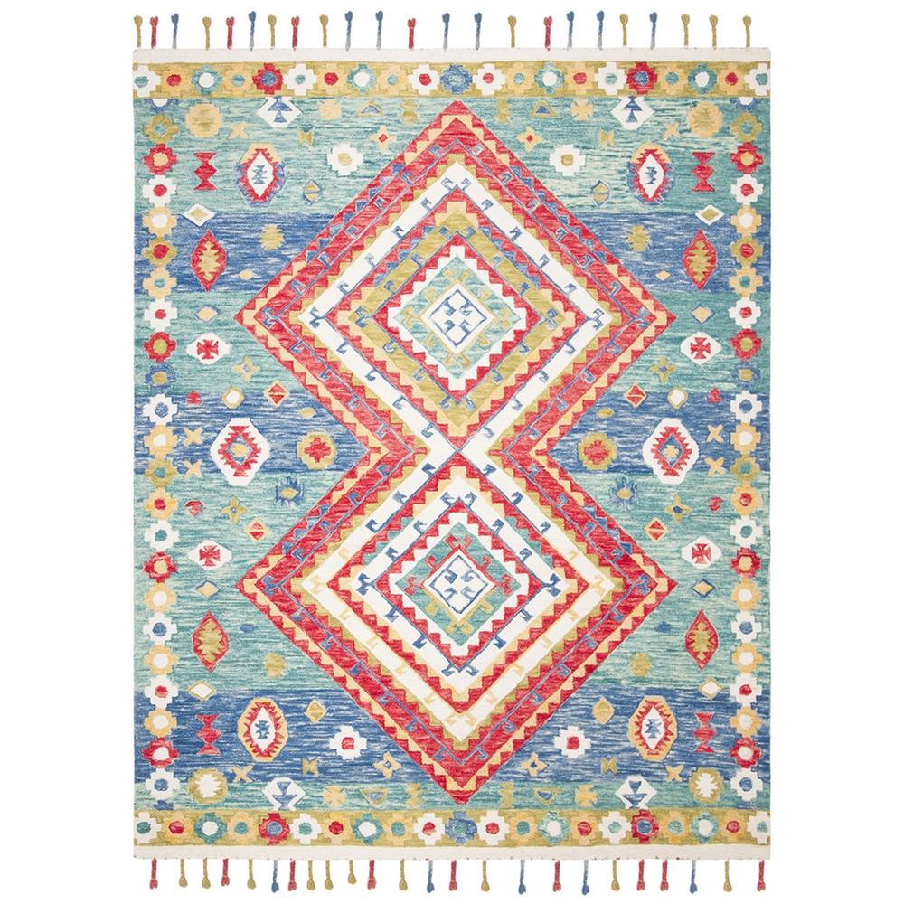 ASPEN, GREEN / RED, 8' X 10', Area Rug