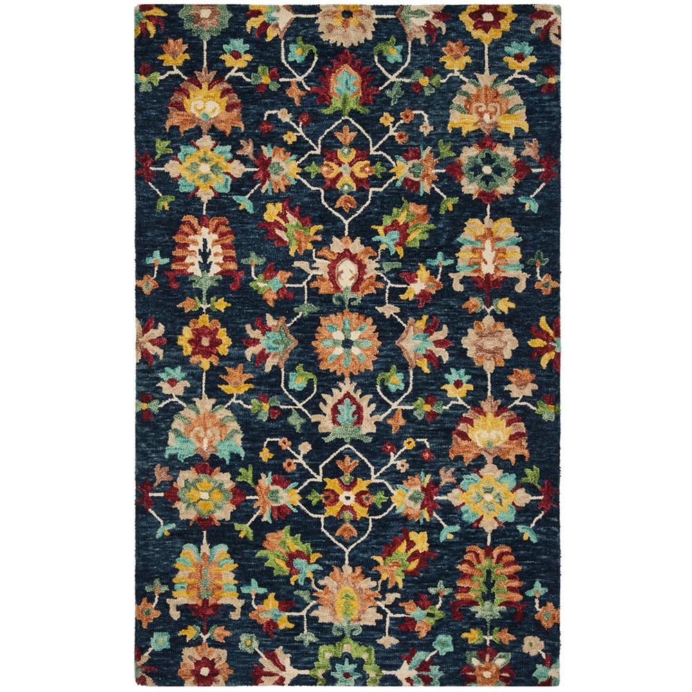 ASPEN, NAVY / RED, 5' X 8', Area Rug