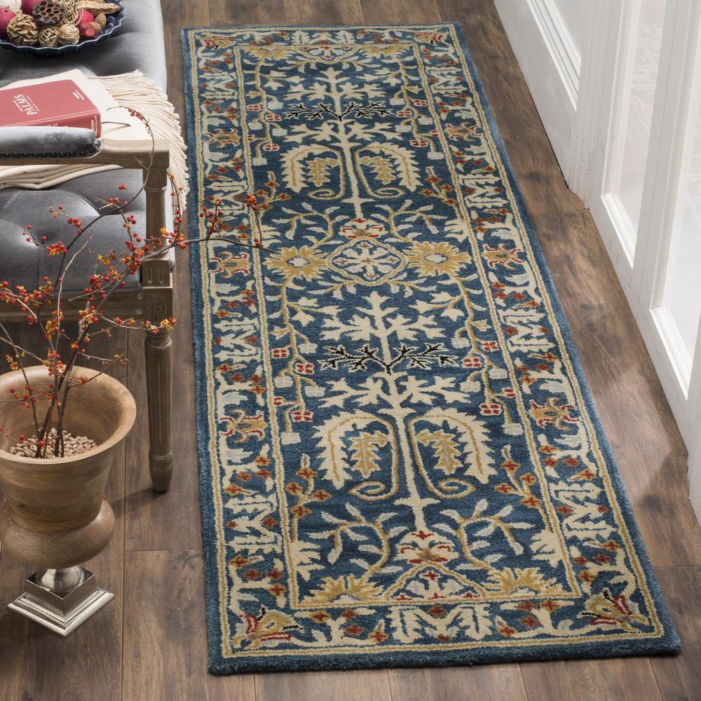 ANTIQUITY, DARK BLUE / MULTI, 2'-3" X 12', Area Rug