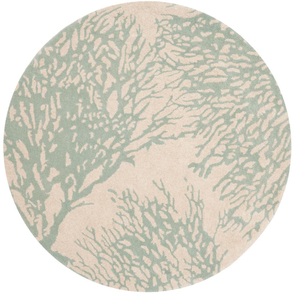 BELLA, BEIGE / BLUE, 5' X 5' Round, Area Rug, BEL115C-5R