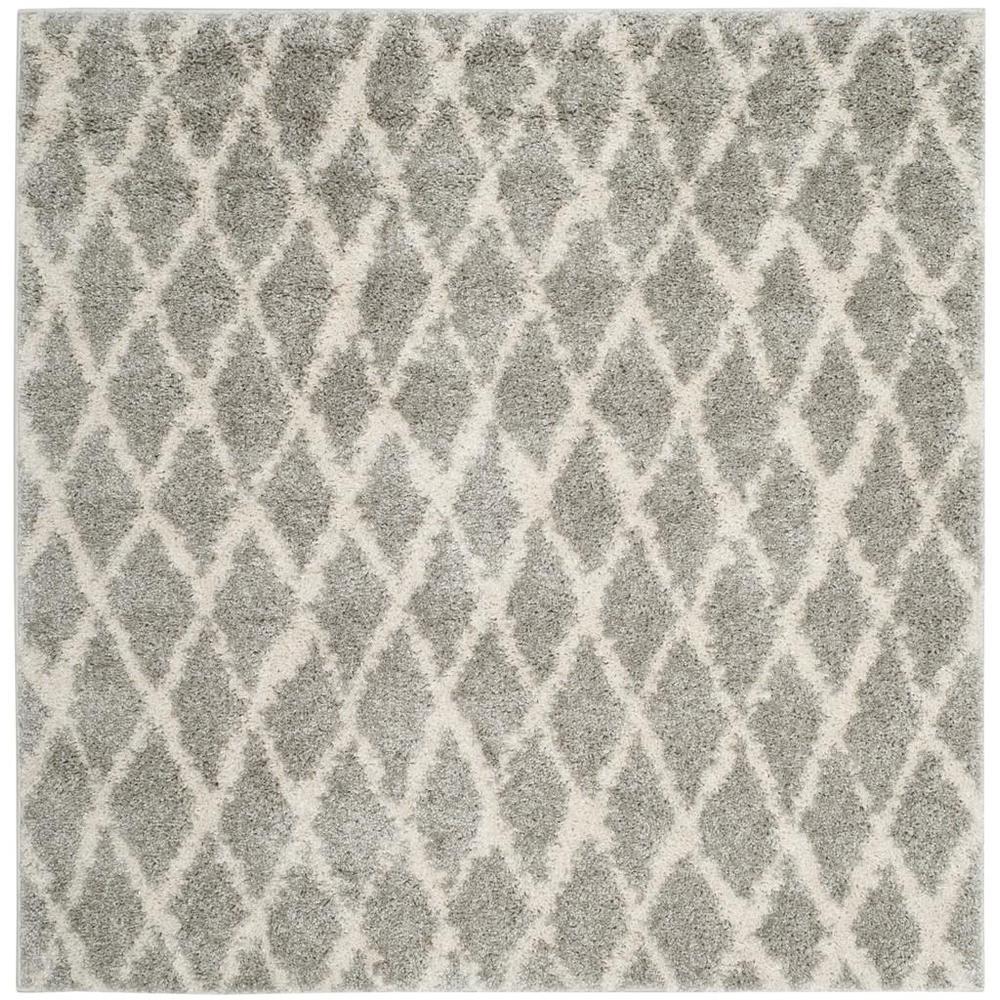 BERBER SHAG, LIGHT GREY / CREAM, 5'-1" X 5'-1" Square, Area Rug, BER163B-5SQ