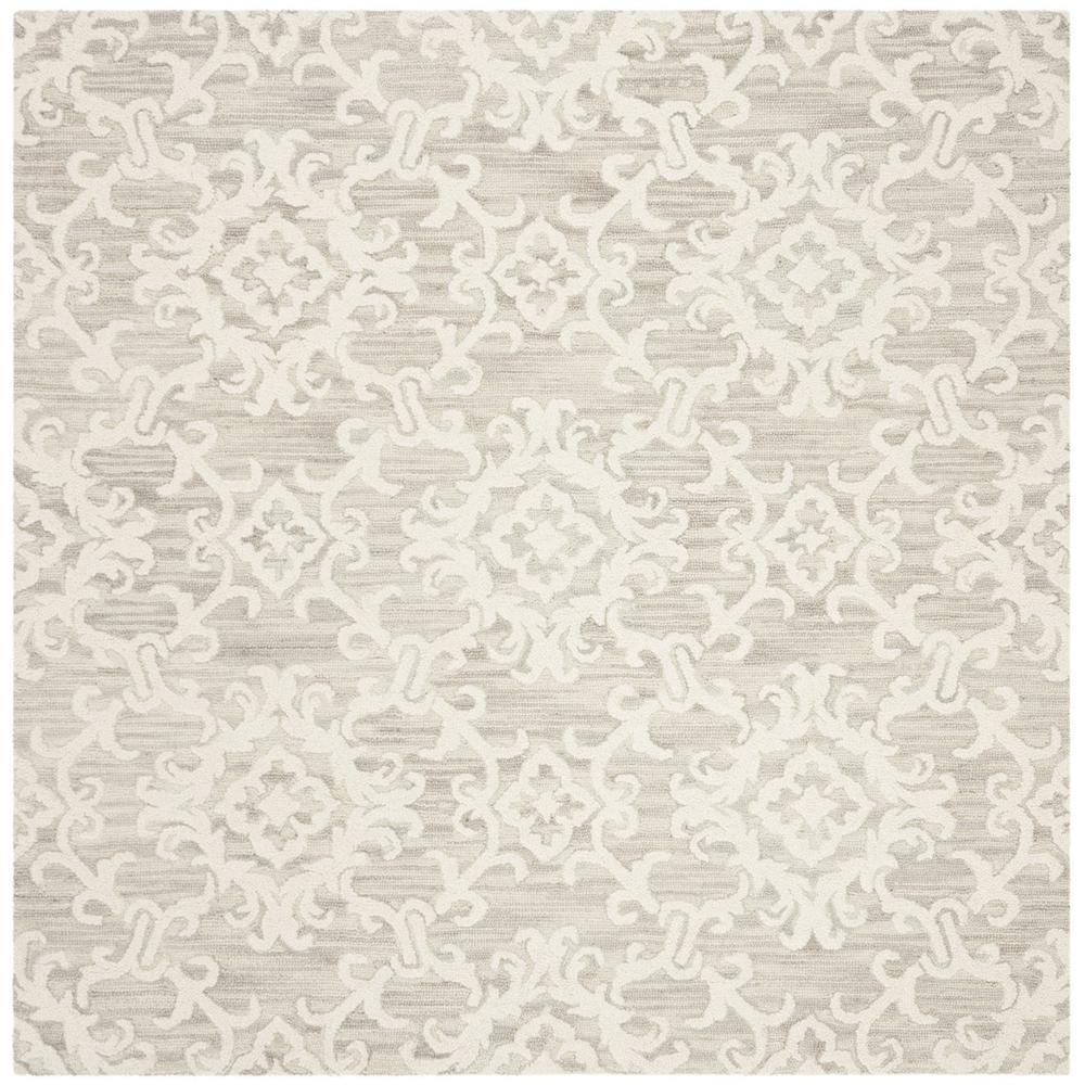 BLOSSOM, GREY / IVORY, 6' X 6' Square, Area Rug, BLM104A-6SQ