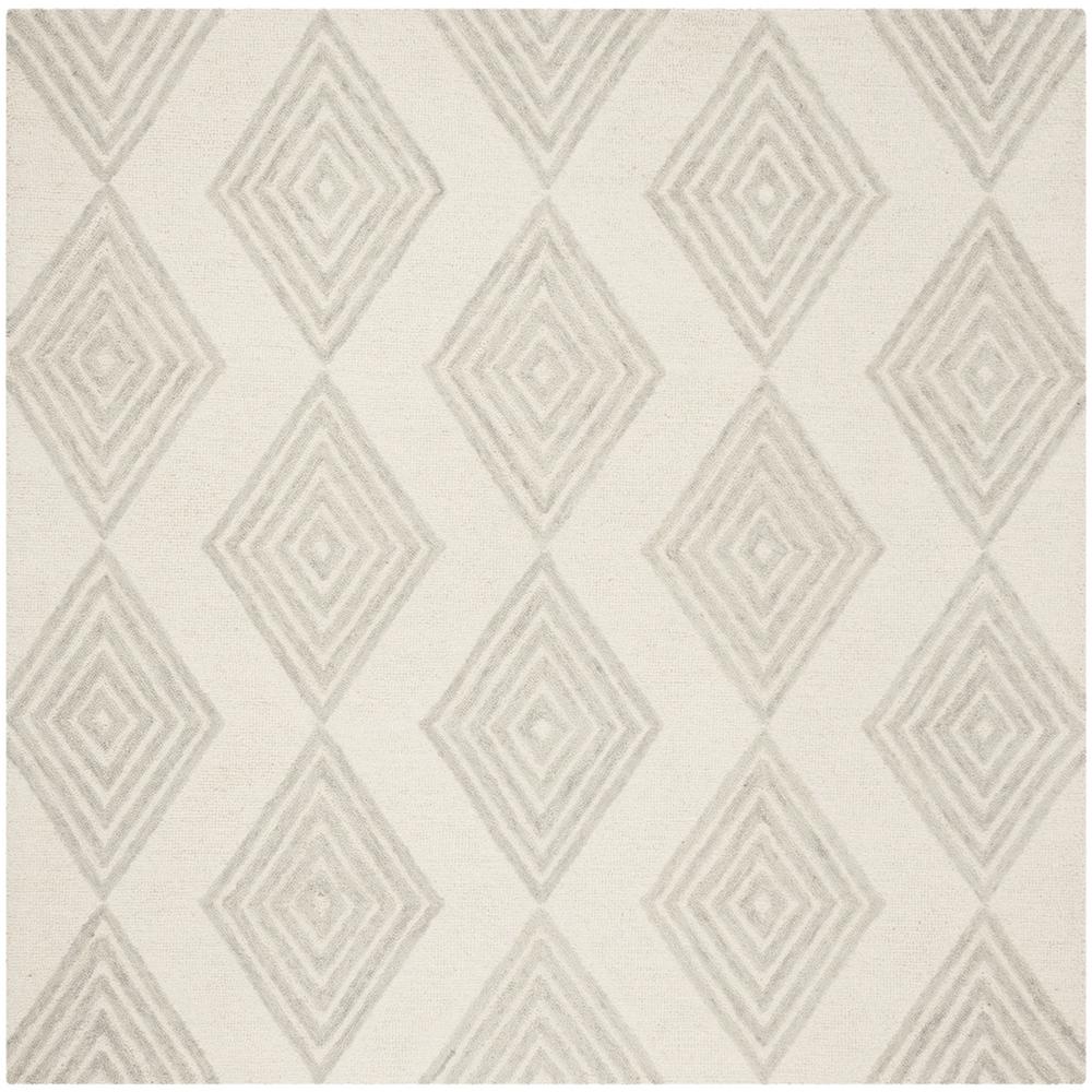 BLOSSOM, IVORY / SILVER, 6' X 6' Square, Area Rug