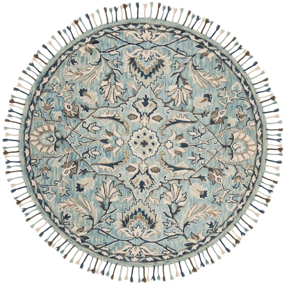 BLOSSOM, BLUE / IVORY, 6' X 6' Round, Area Rug, BLM457M-6R