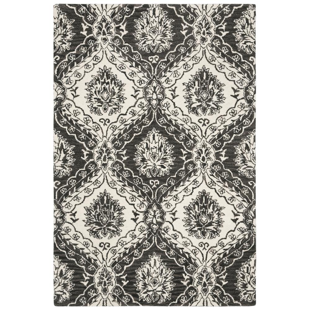 BLOSSOM, CHARCOAL / IVORY, 4' X 6', Area Rug, BLM601H-4