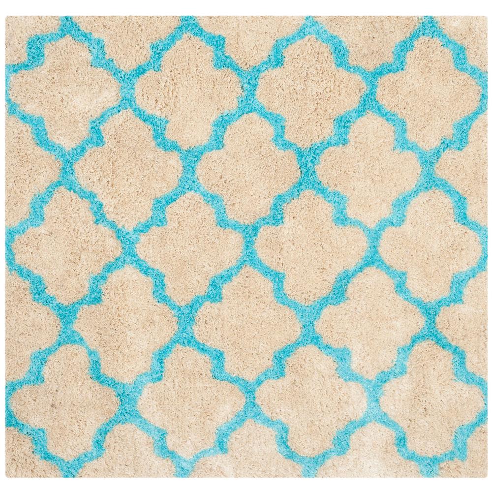 SG-BSG-Barcelona Shag, CREAM / BLUE, 5' X 5' Square, Area Rug