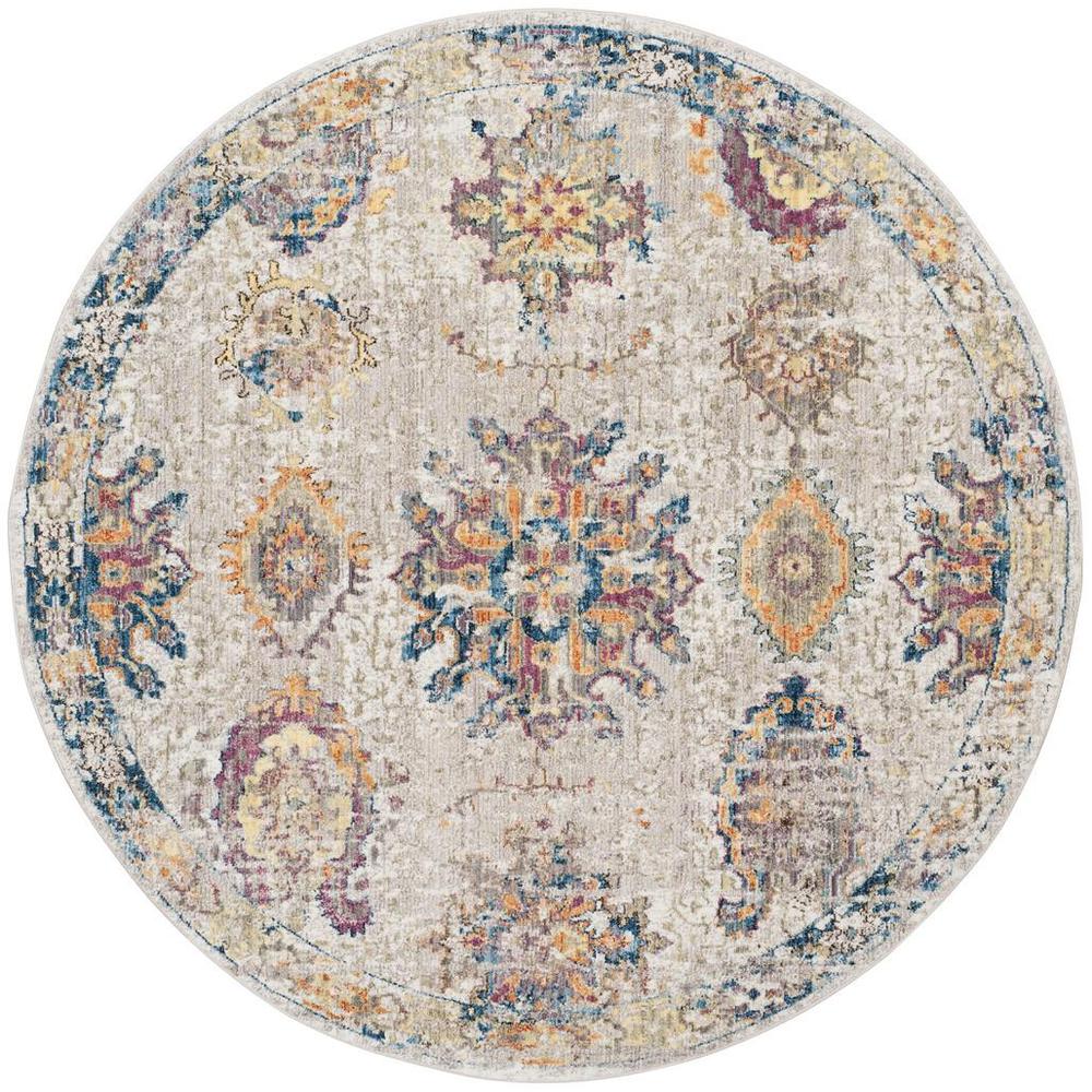BRISTOL, LIGHT GREY / BLUE, 7' X 7' Round, Area Rug, BTL359A-7R
