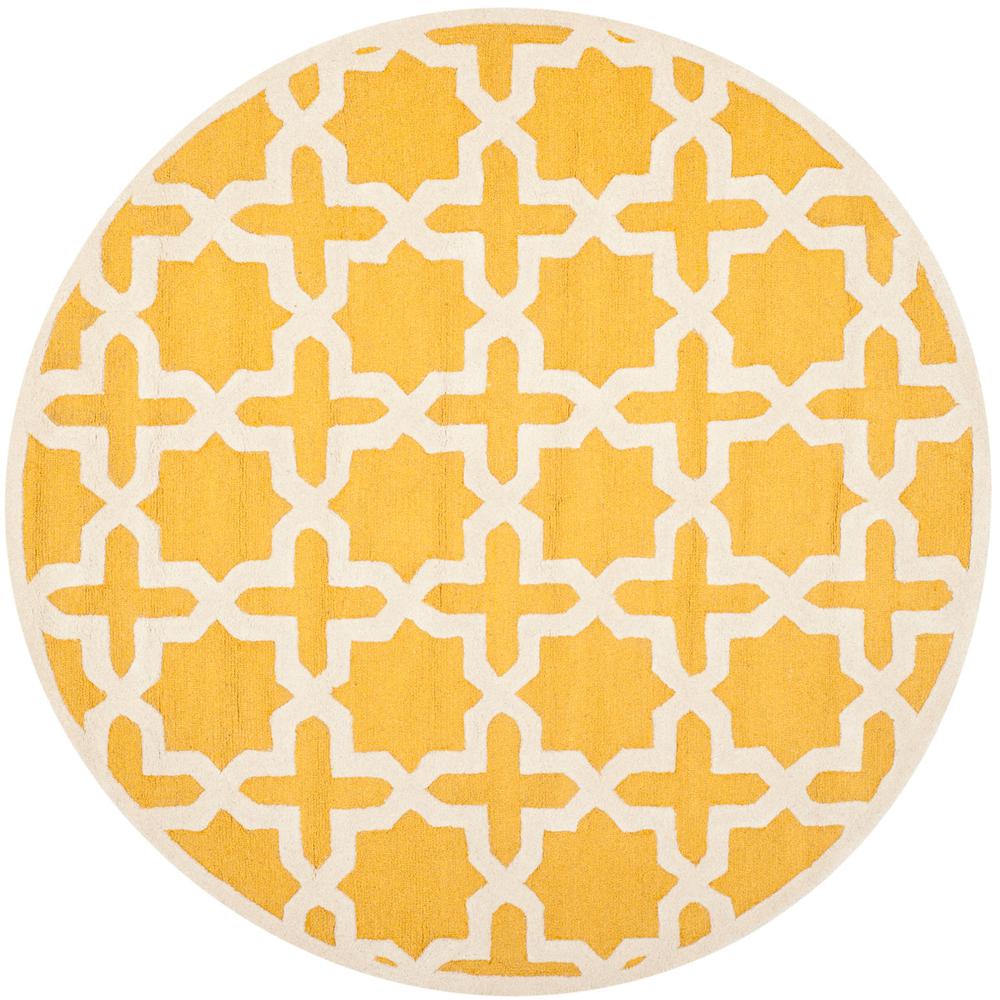 CAMBRIDGE, GOLD / IVORY, 4' X 4' Round, Area Rug, CAM125Q-4R