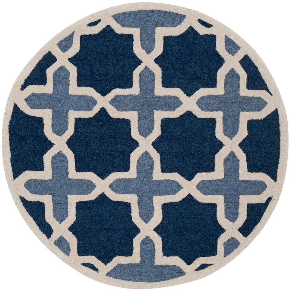 CAMBRIDGE, BLUE / IVORY, 4' X 4' Round, Area Rug