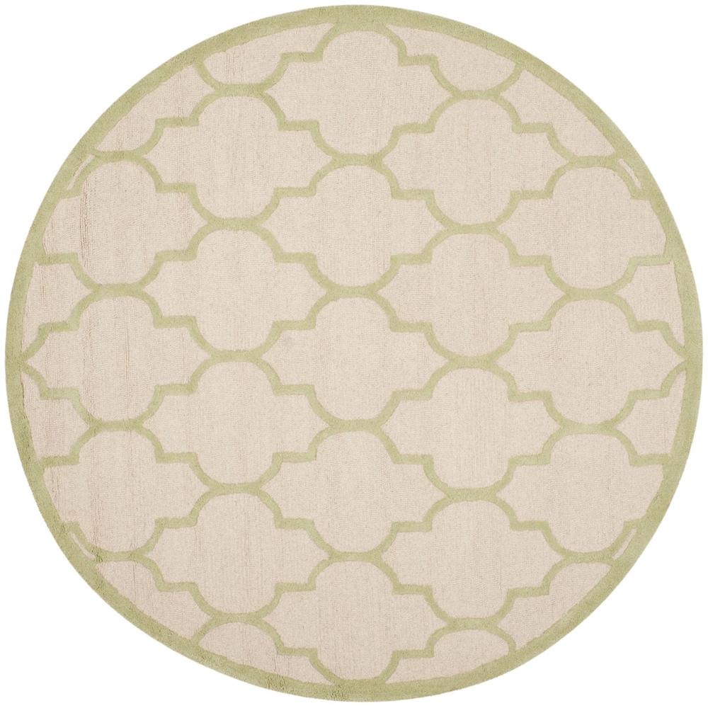 CAMBRIDGE, IVORY / LIGHT GREEN, 6' X 6' Round, Area Rug, CAM134N-6R