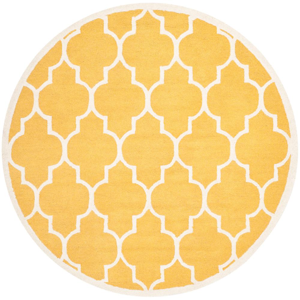 CAMBRIDGE, GOLD / IVORY, 6' X 6' Round, Area Rug, CAM134Q-6R