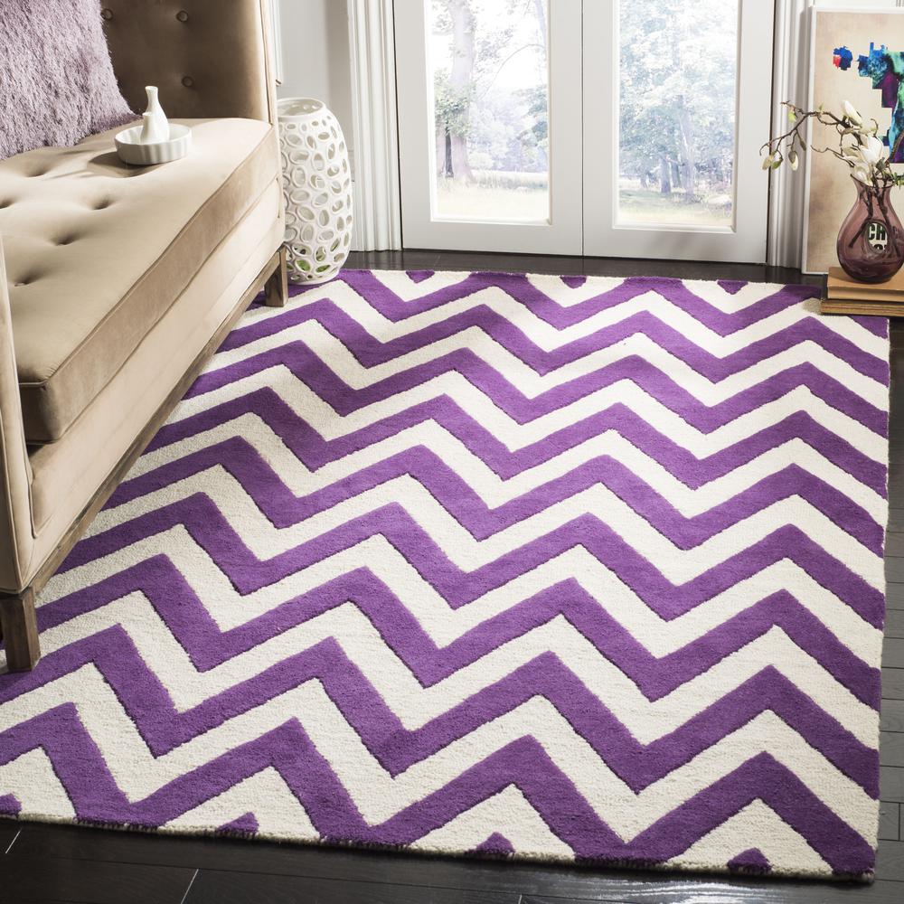 CAMBRIDGE, PURPLE / IVORY, 5' X 8', Area Rug, CAM139K-5