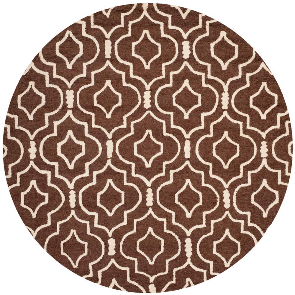 CAMBRIDGE, DARK BROWN / IVORY, 6' X 6' Round, Area Rug, CAM141H-6R
