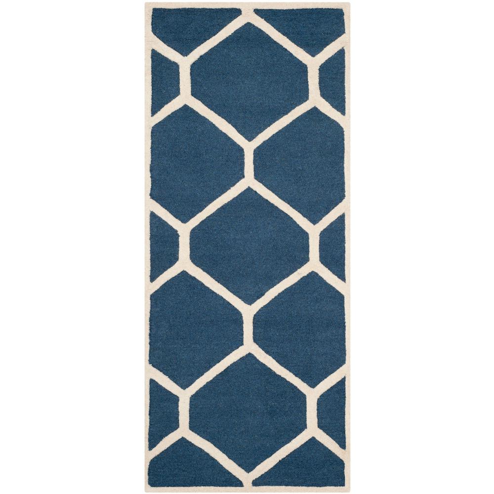 CAMBRIDGE, NAVY BLUE / IVORY, 2'-6" X 6', Area Rug, CAM144G-26