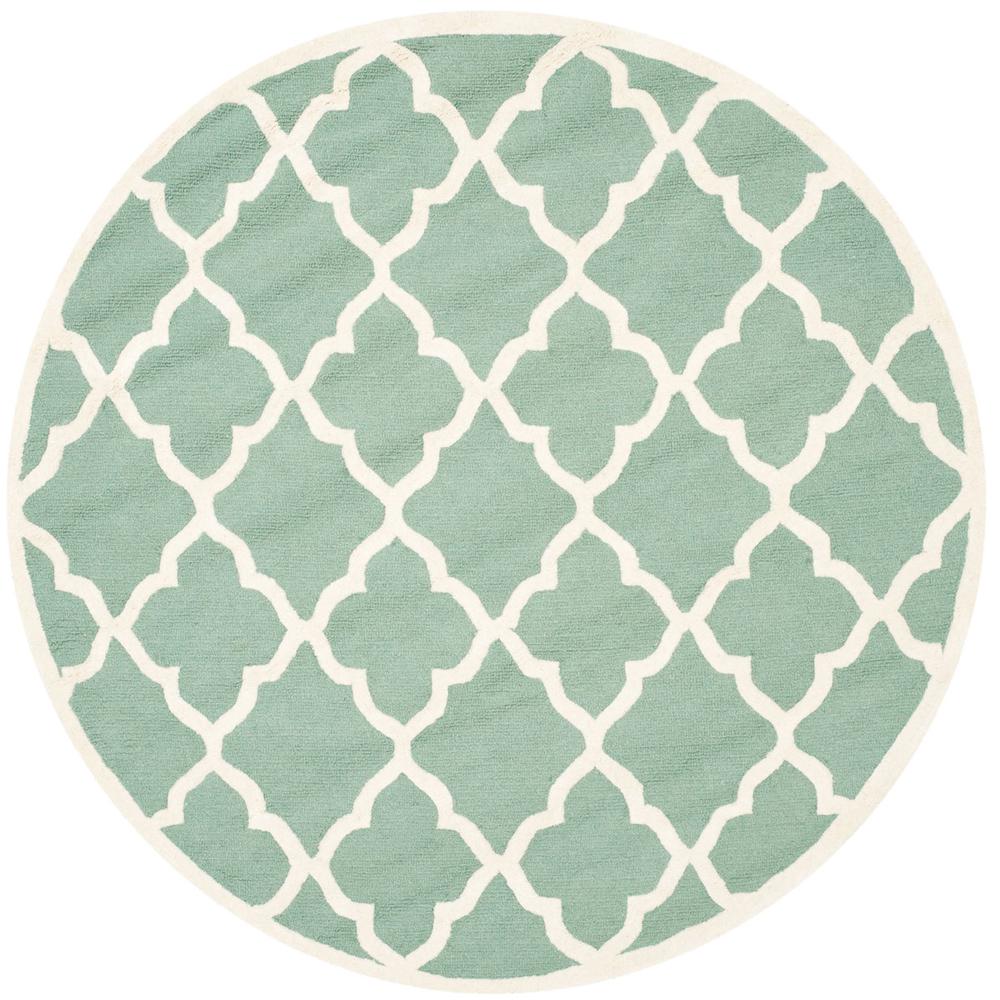 CAMBRIDGE, TEAL / IVORY, 6' X 6' Round, Area Rug, CAM312T-6R