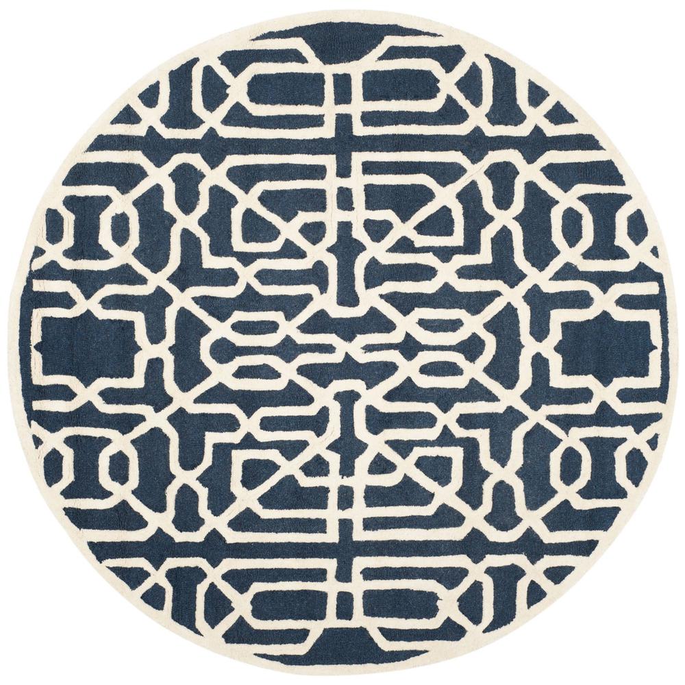 CAMBRIDGE, NAVY / IVORY, 6' X 6' Round, Area Rug, CAM570M-6R