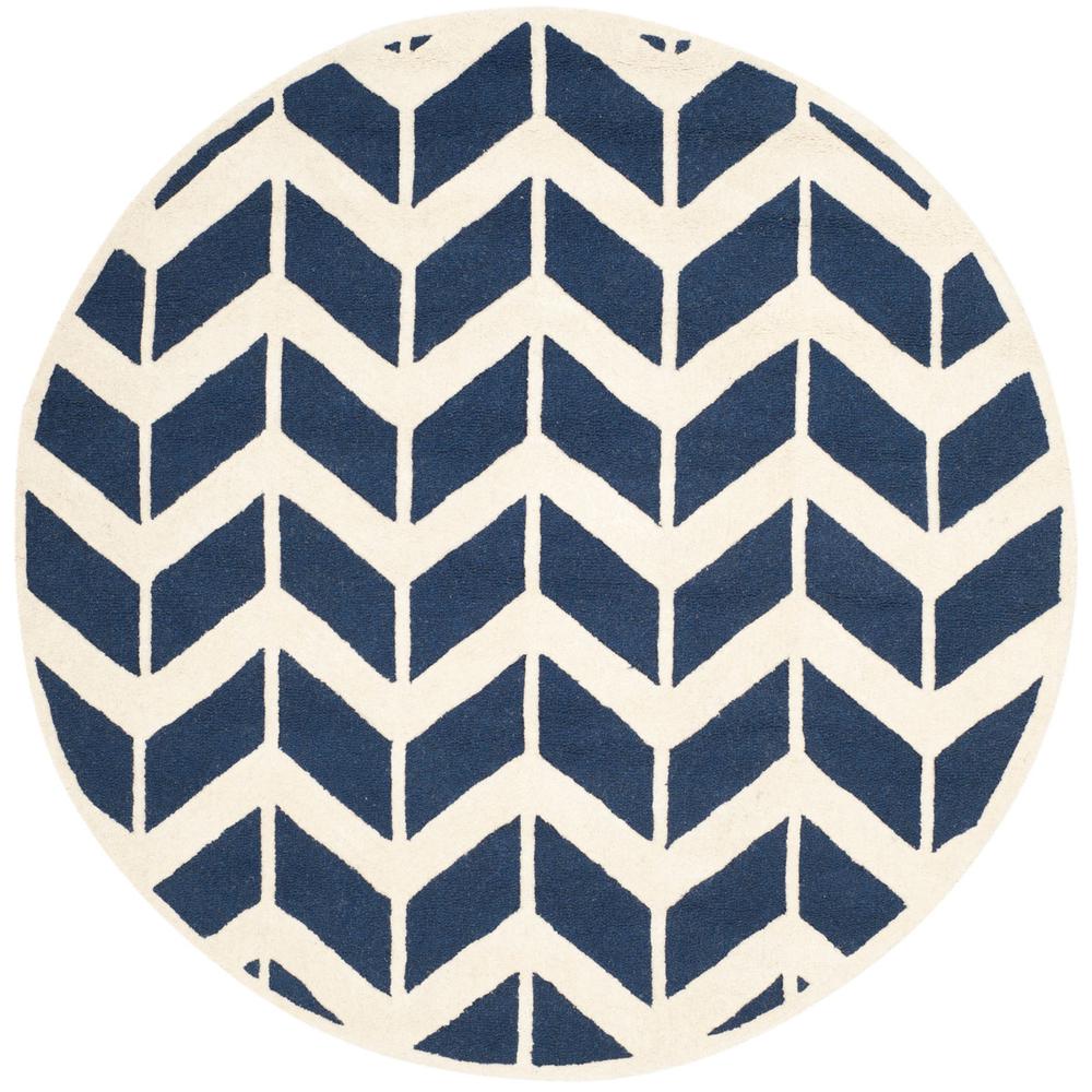 CAMBRIDGE, NAVY / IVORY, 6' X 6' Round, Area Rug, CAM718M-6R