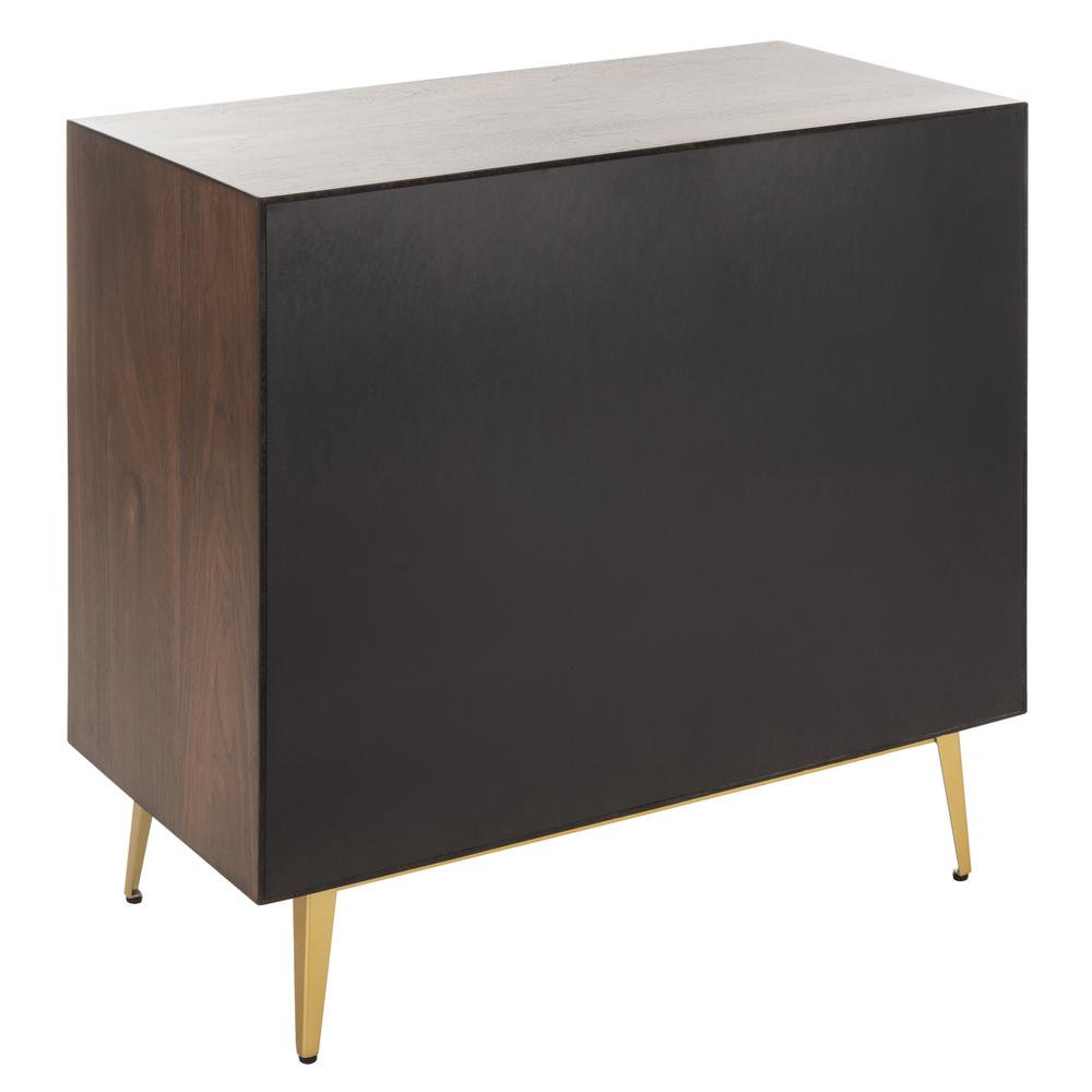 Katia 3 Drawer Chest, Walnut Parquet/Gold
