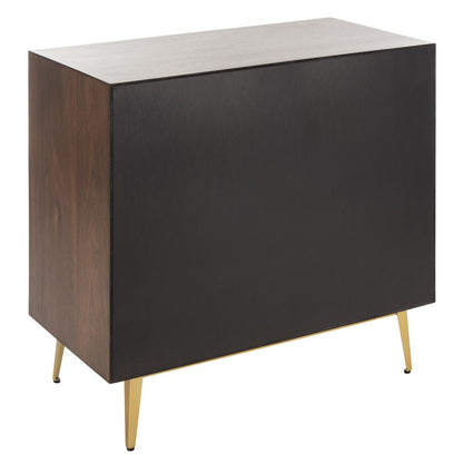 Katia 3 Drawer Chest, Walnut Parquet/Gold