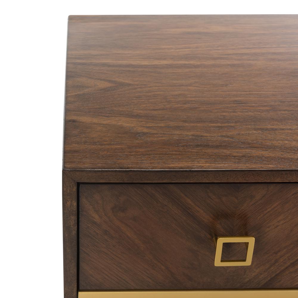 Katia 3 Drawer Chest, Walnut Parquet/Gold