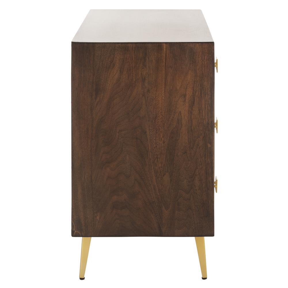 Katia 3 Drawer Chest, Walnut Parquet/Gold