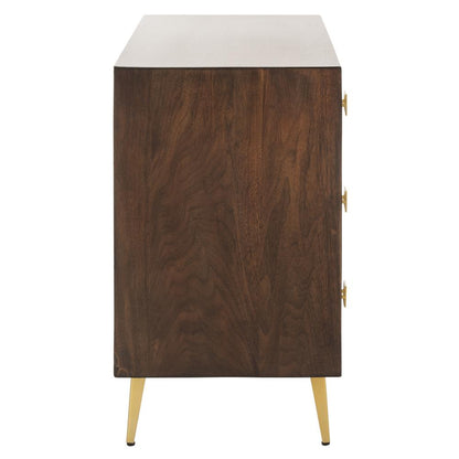Katia 3 Drawer Chest, Walnut Parquet/Gold