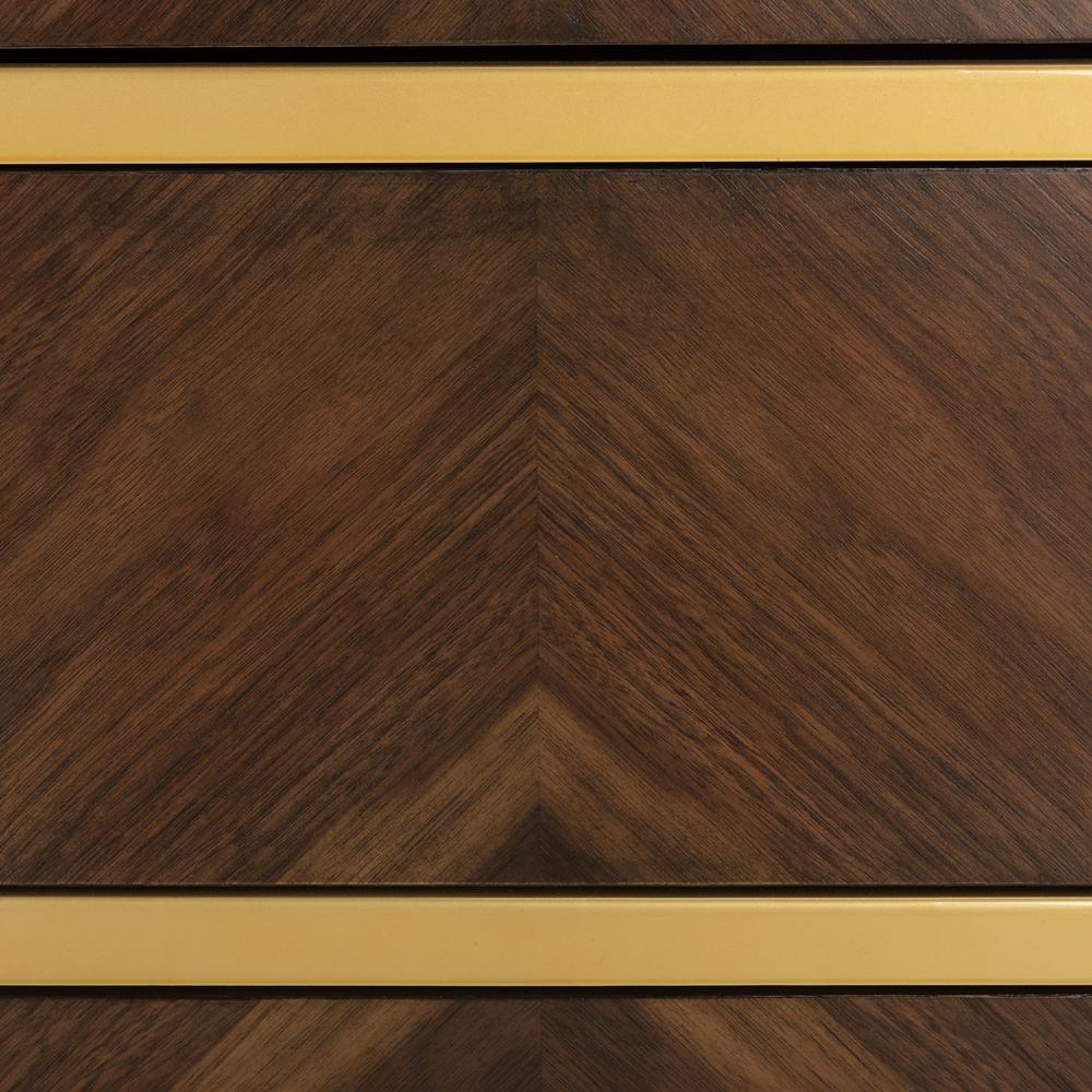 Katia 3 Drawer Chest, Walnut Parquet/Gold