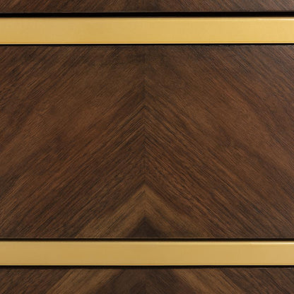 Katia 3 Drawer Chest, Walnut Parquet/Gold