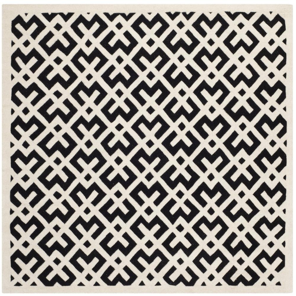 CHATHAM, BLACK / IVORY, 7' X 7' Square, Area Rug, CHT719K-7SQ