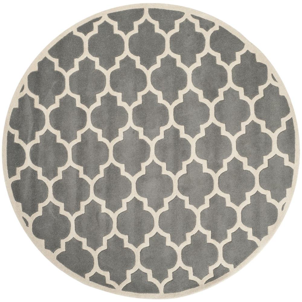 CHATHAM, DARK GREY / IVORY, 7' X 7' Round, Area Rug, CHT734D-7R