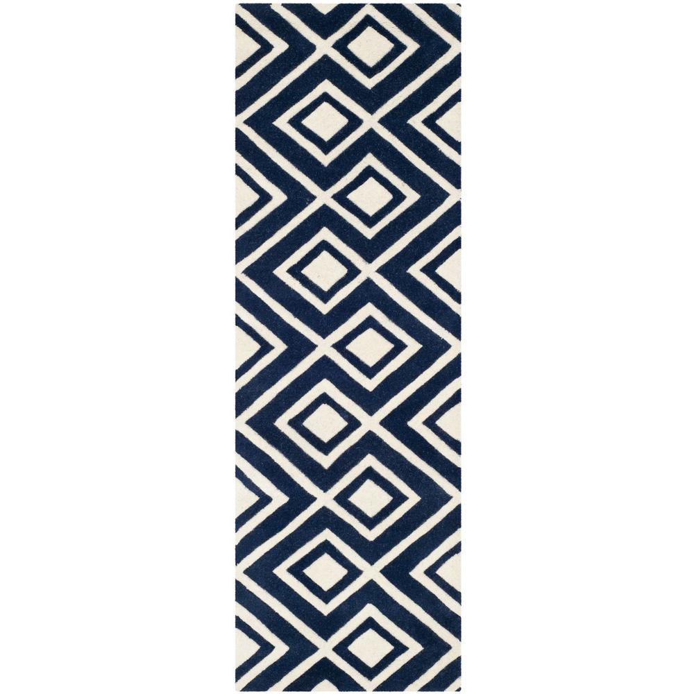 CHATHAM, DARK BLUE / IVORY, 2'-3" X 7', Area Rug, CHT742C-27