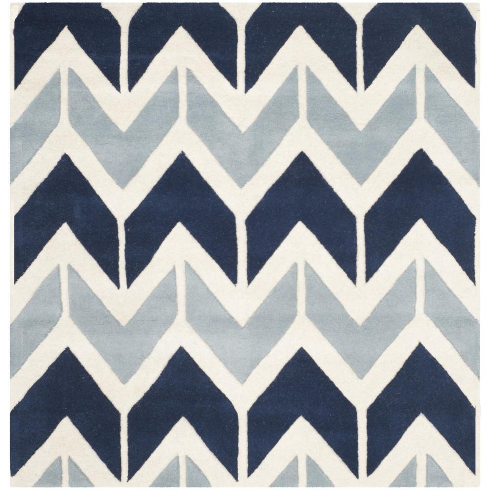 CHATHAM, DARK BLUE / LIGHT BLUE, 5' X 5' Square, Area Rug
