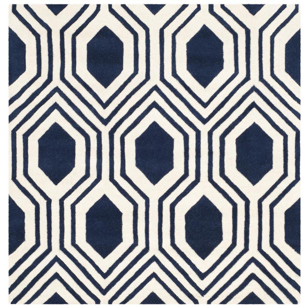 CHATHAM, DARK BLUE / IVORY, 5' X 5' Square, Area Rug, CHT760C-5SQ