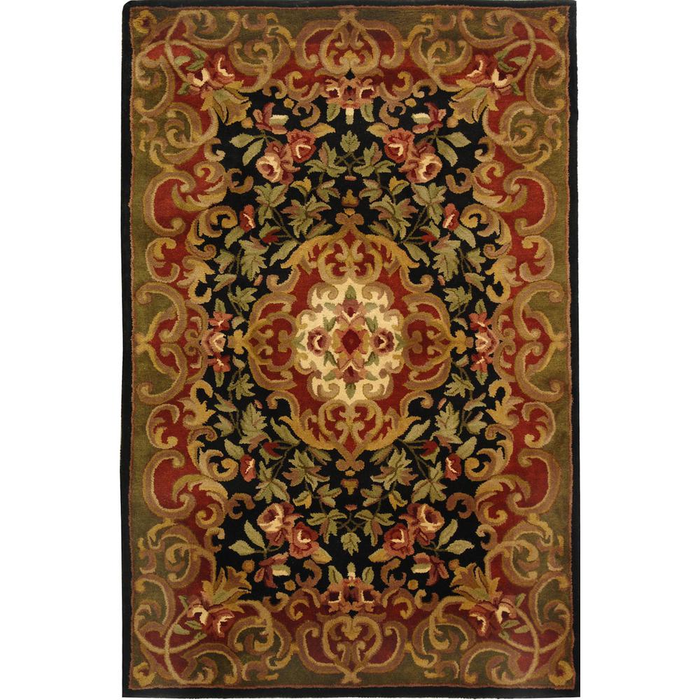 CLASSIC, BLACK / GREEN, 4' X 6', Area Rug