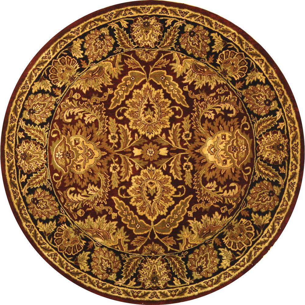 CLASSIC, BURGUNDY / BLACK, 3'-6" X 3'-6" Round, Area Rug, CL239B-4R