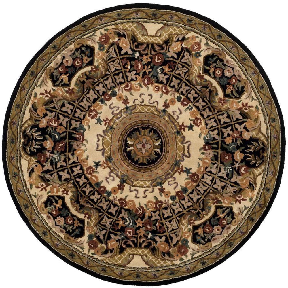 CLASSIC, BLACK / GOLD, 3'-6" X 3'-6" Round, Area Rug, CL304A-4R