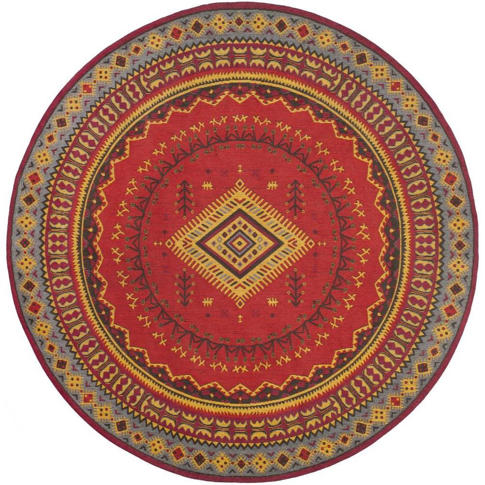 CLV-CLASSIC VINTAGE, RED / SLATE, 6' X 6' Round, Area Rug