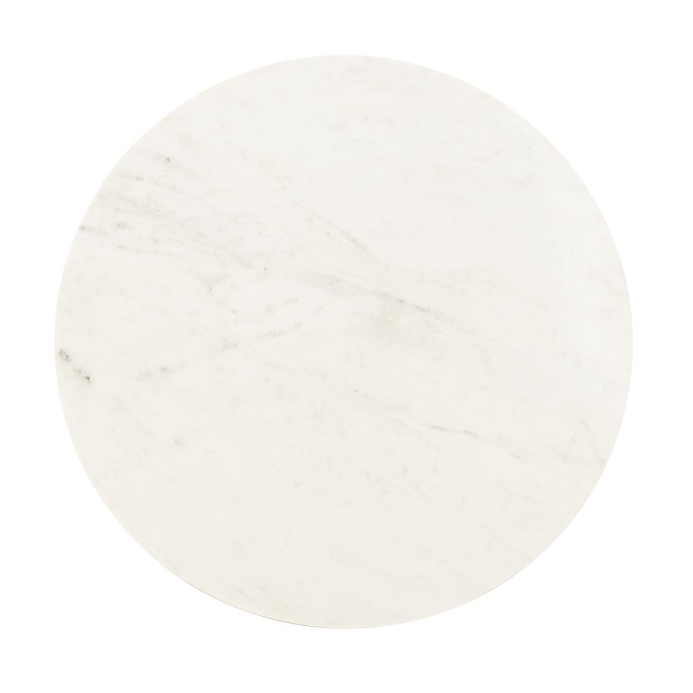 Mila Pedestal Coffee Table, White Marble/Brass
